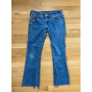 True Religion Women's Jeans Size 29 Flare Leg Raw Hem Y2K World Tour Low Rise